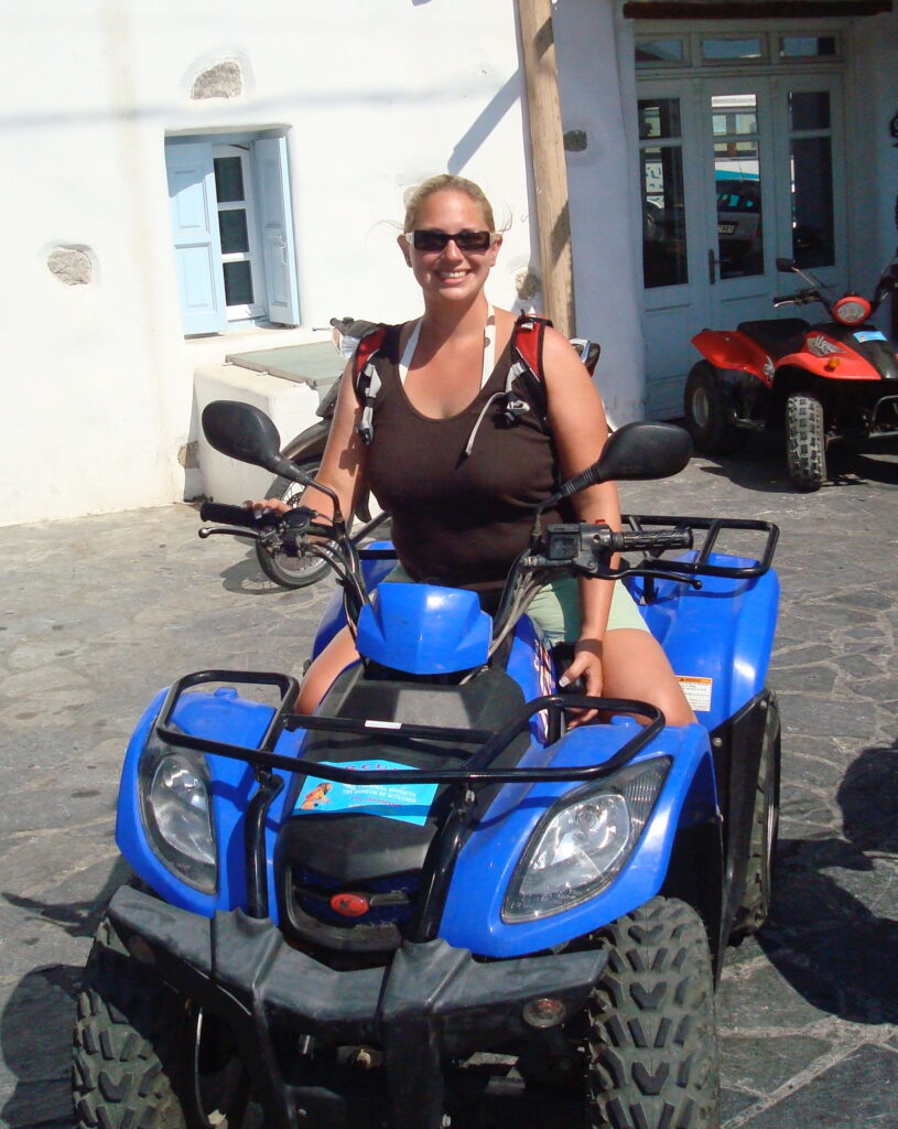 Laura on a Quad in the Greek Islands