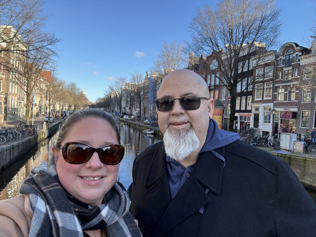 Laura & Ken on a canal in winter