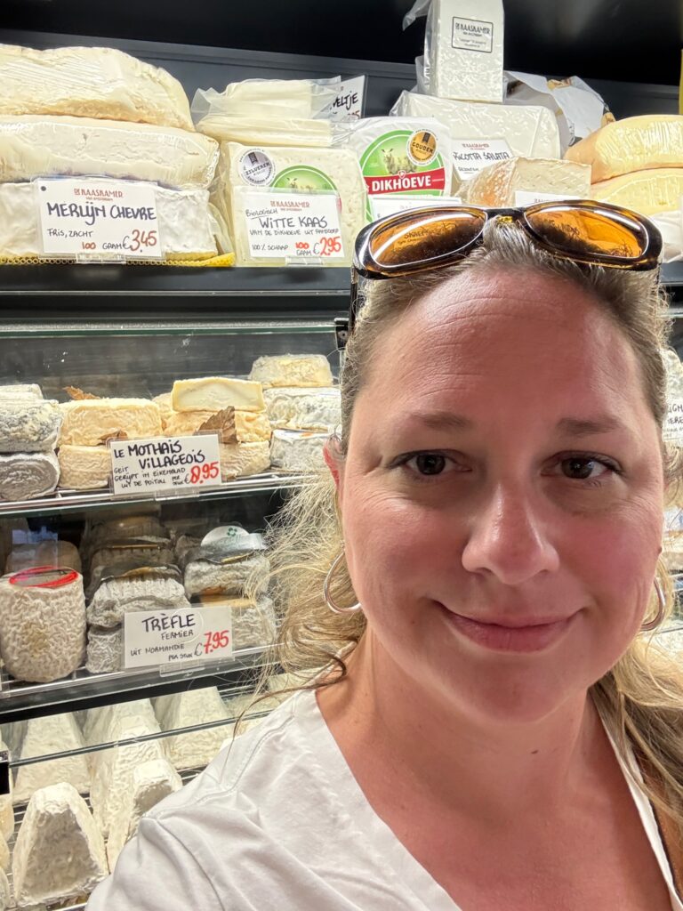Laura at the Kaaskamer Cheese Shop in the Nine Streets